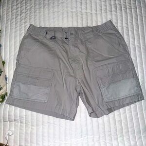 Gray Cargo Shorts with Elastic Waistband